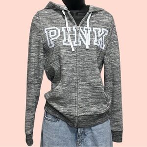 NWT PINK Victoria’s Secret Full Zip Hoodie XS Gray Marled